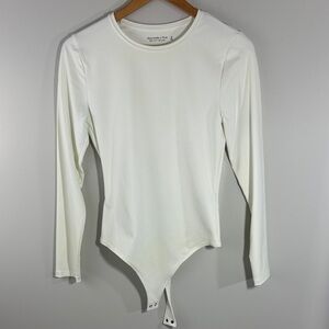 Abercrombie & Fitch Women's White Long Sleeve Bodysuit Size Medium
